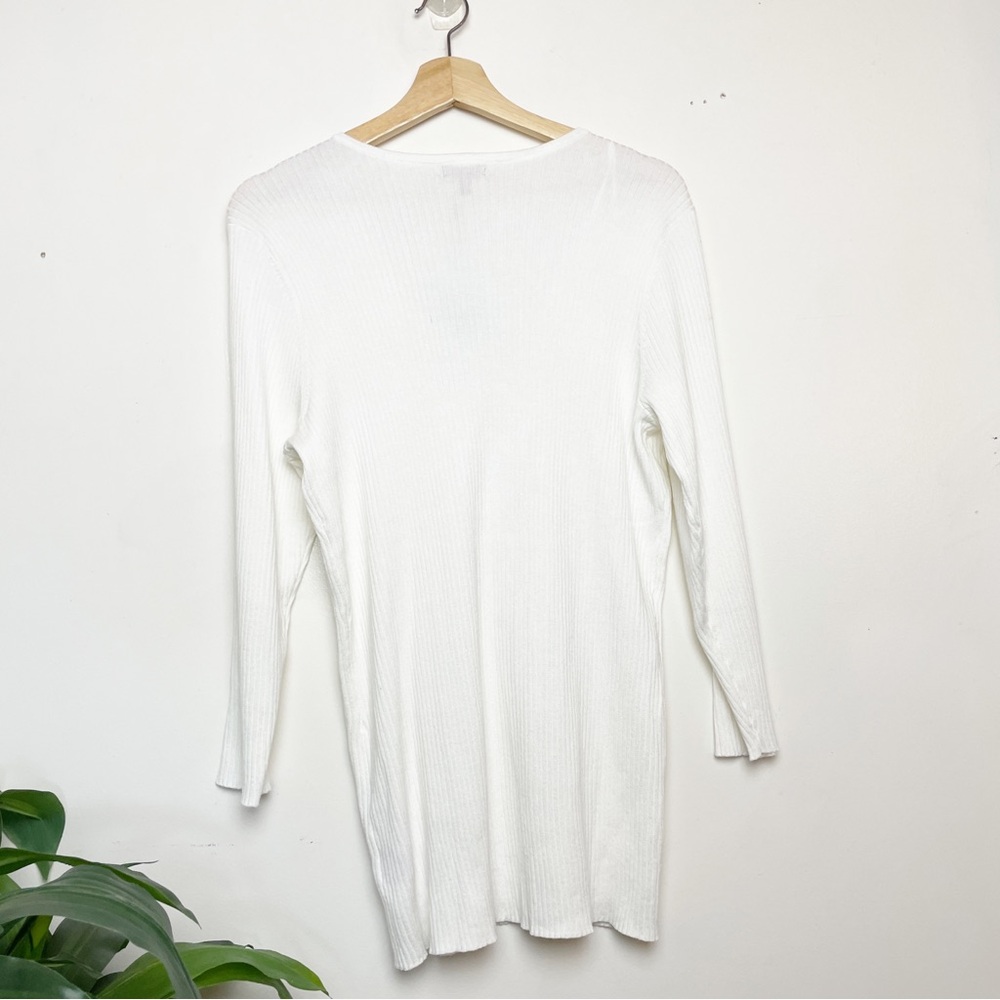 NWT Jennifer Lopez 2X White Ribbed Lace-Up Sweater Tunic Top Plus Size - Picture 2 of 9